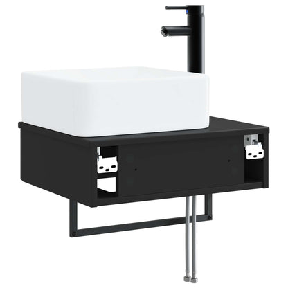 Wall-Mounted Wash Basin Black 50 x 41 x 39 cm Engineered Wood