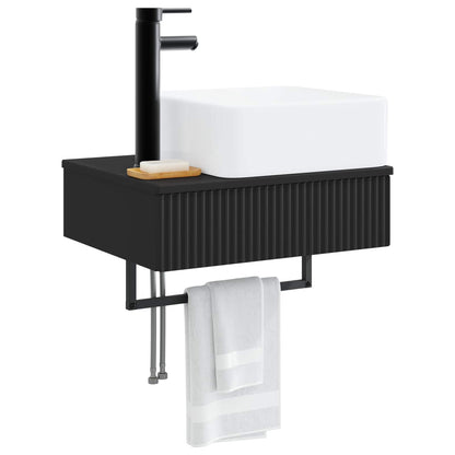 Wall-Mounted Wash Basin Black 50 x 41 x 39 cm Engineered Wood