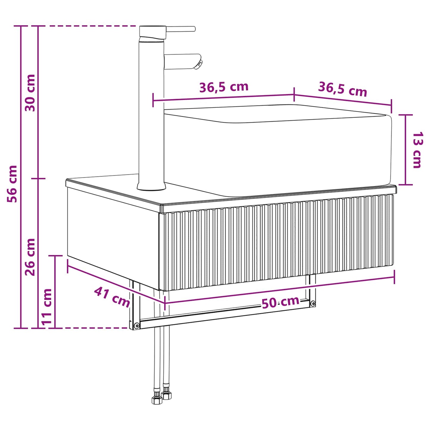 Wall-Mounted Wash Basin Concrete Grey 50 x 41 x 39 cm