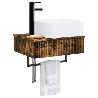 Wall-Mounted Wash Basin Smoked Oak 50 x 41 x 39 cm
