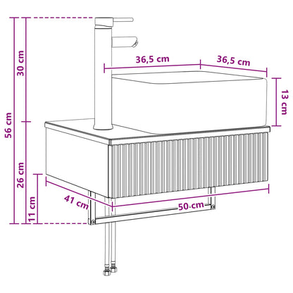 Wall-Mounted Wash Basin Grey Sonoma 50 x 41 x 39 cm