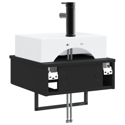Wall-Mounted Wash Basin Black 40 x 41 x 39 cm Engineered Wood