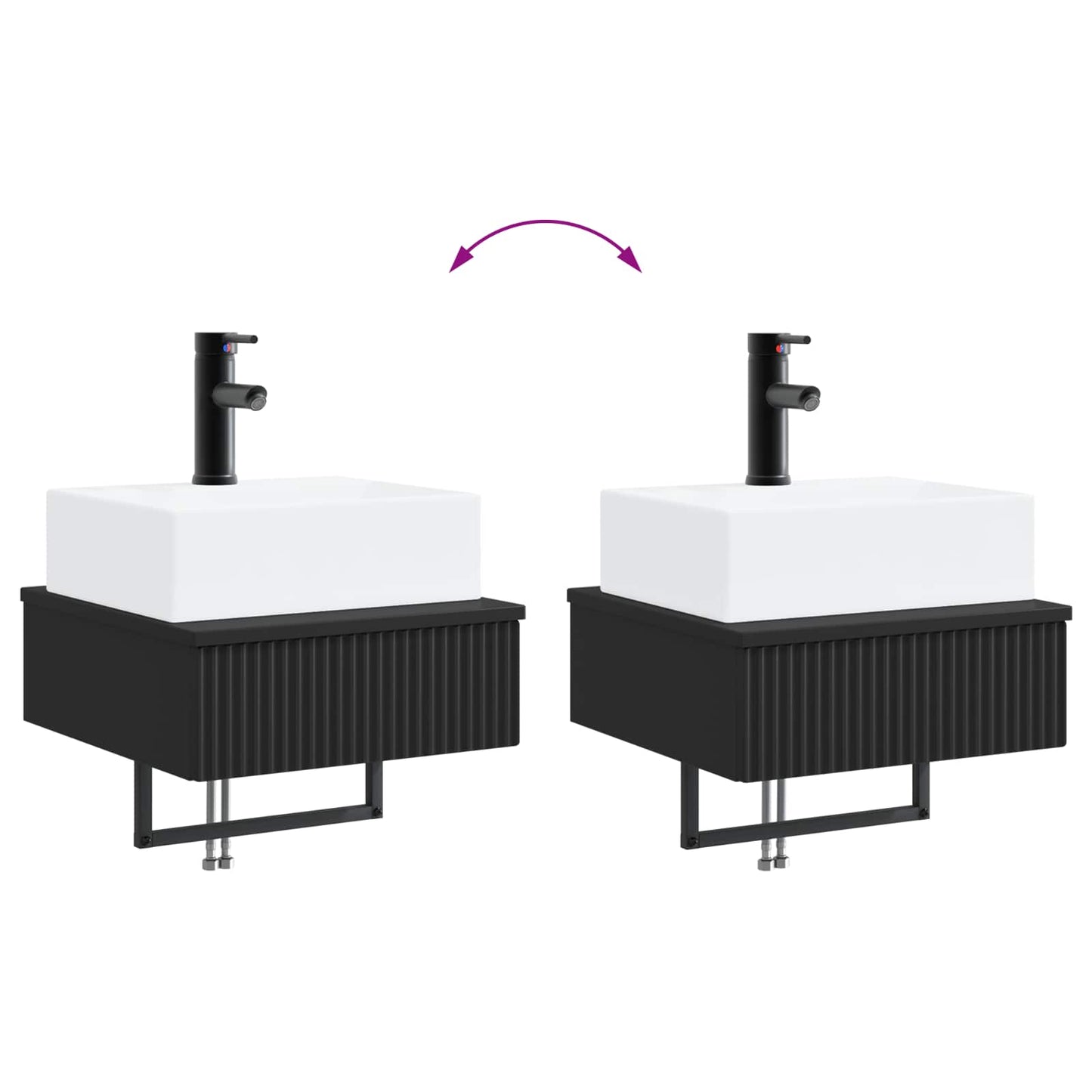 Wall-Mounted Wash Basin Black 40 x 41 x 39 cm Engineered Wood