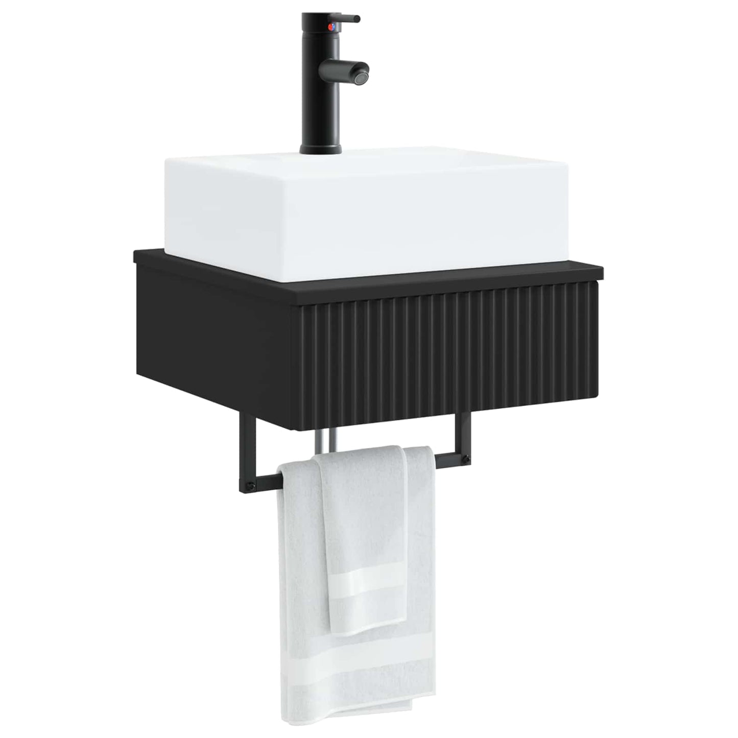 Wall-Mounted Wash Basin Black 40 x 41 x 39 cm Engineered Wood