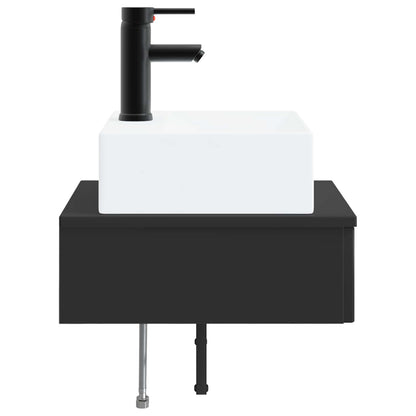 Wall-Mounted Wash Basin Black 40 x 41 x 39 cm Engineered Wood