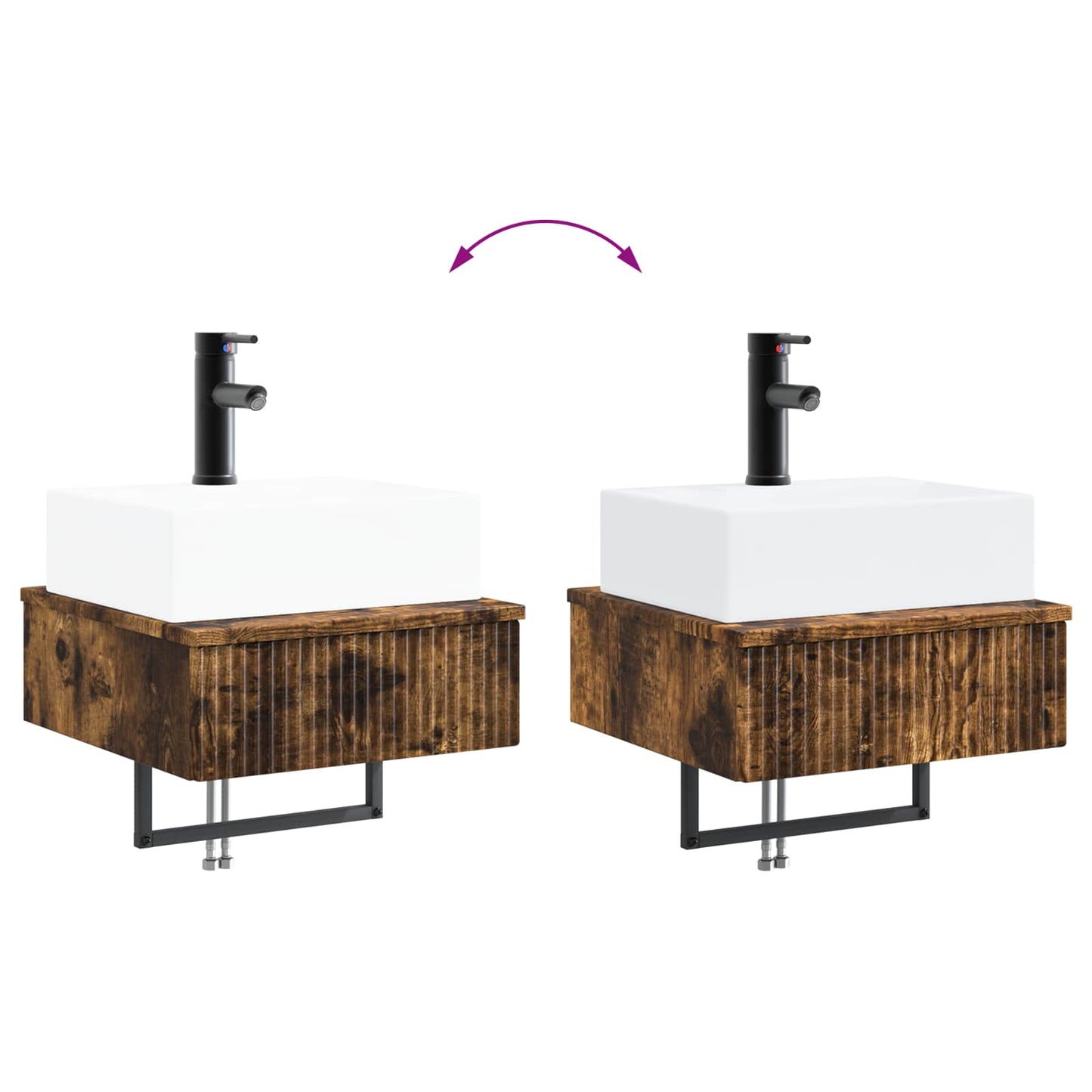 Wall-Mounted Wash Basin Smoked Oak 40 x 41 x 39 cm