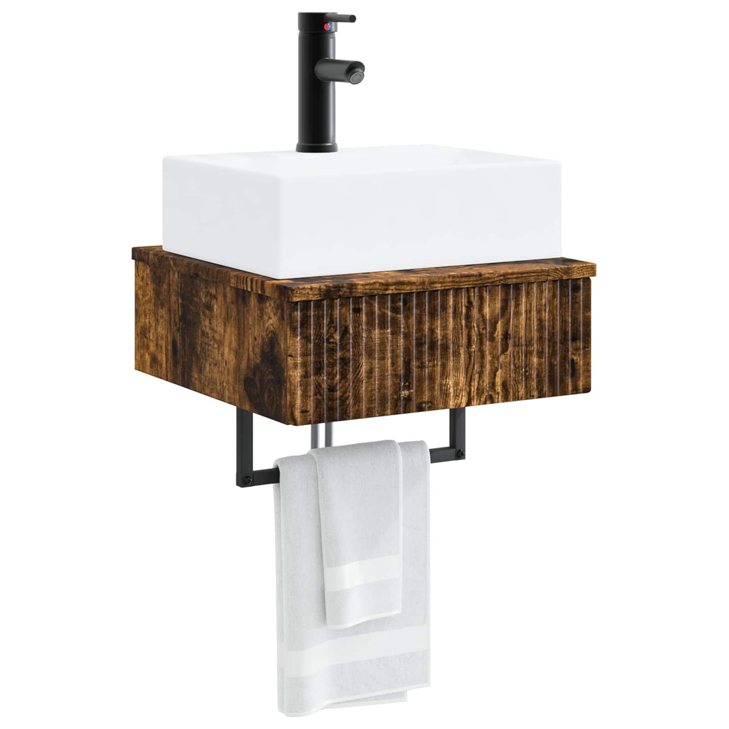 Wall-Mounted Wash Basin Smoked Oak 40 x 41 x 39 cm