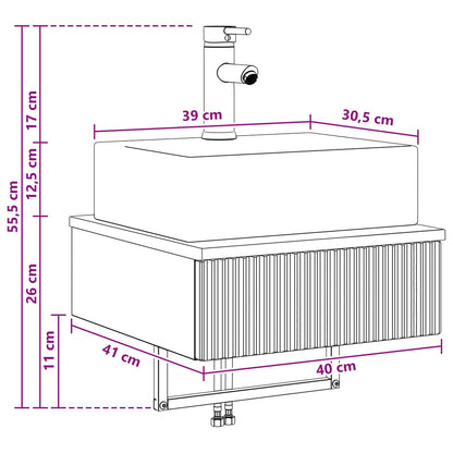 Wall-Mounted Wash Basin Grey Sonoma 40 x 41 x 39 cm