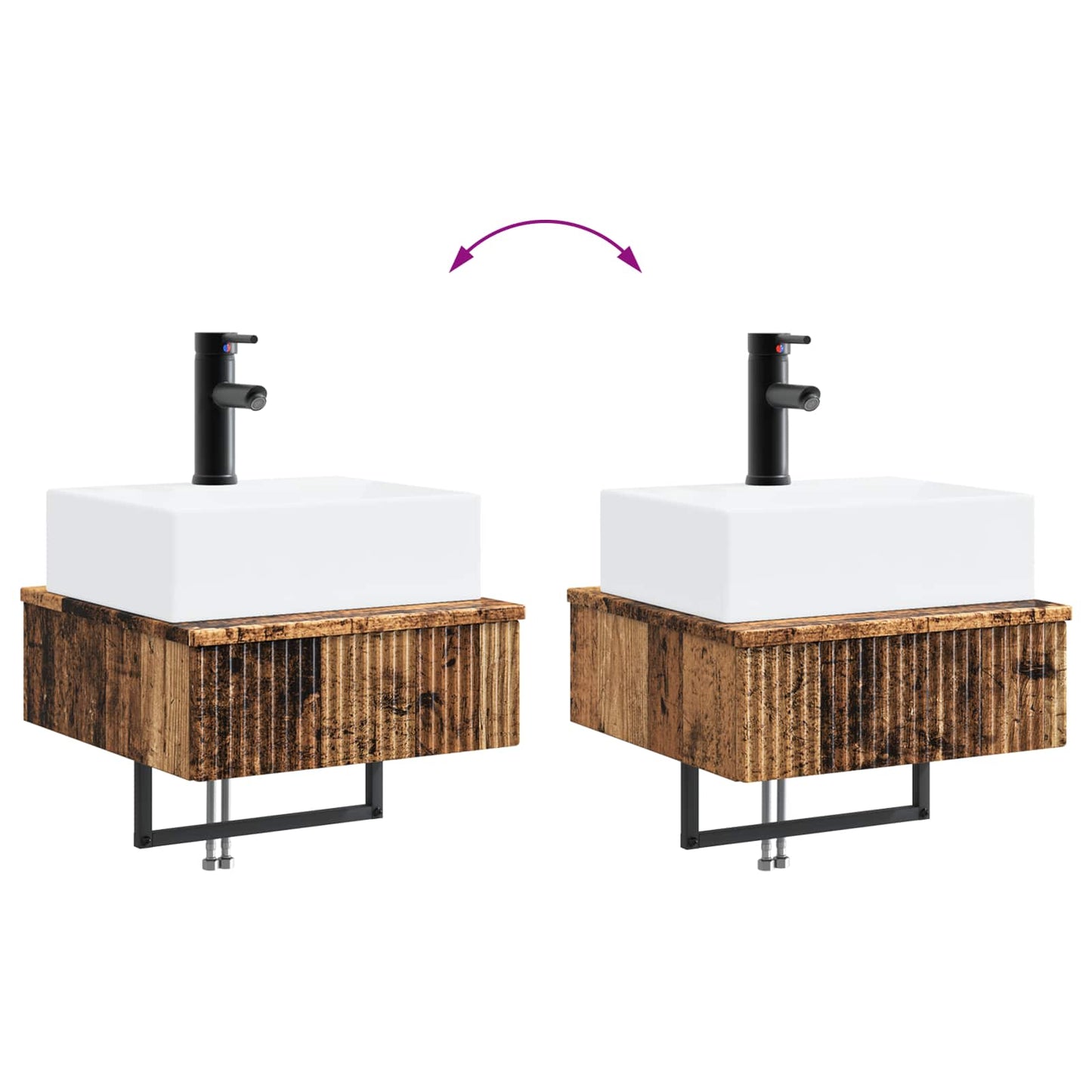 Wall-Mounted Wash Basin Old Wood 40 x 41 x 39 cm