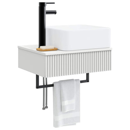 Wall-Mounted Wash Basin White 53 x 35 x 39 cm Engineered Wood
