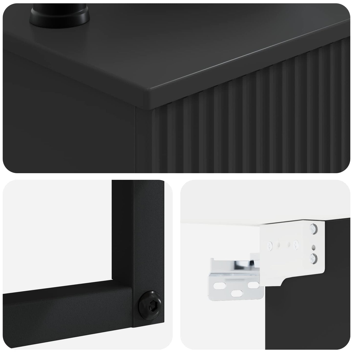 Wall-Mounted Wash Basin Black 53 x 35 x 39 cm Engineered Wood