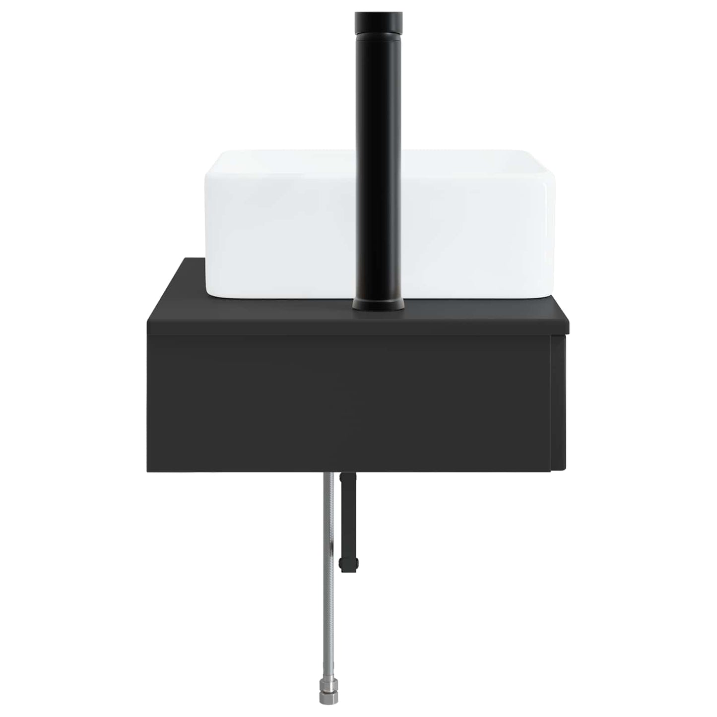 Wall-Mounted Wash Basin Black 53 x 35 x 39 cm Engineered Wood