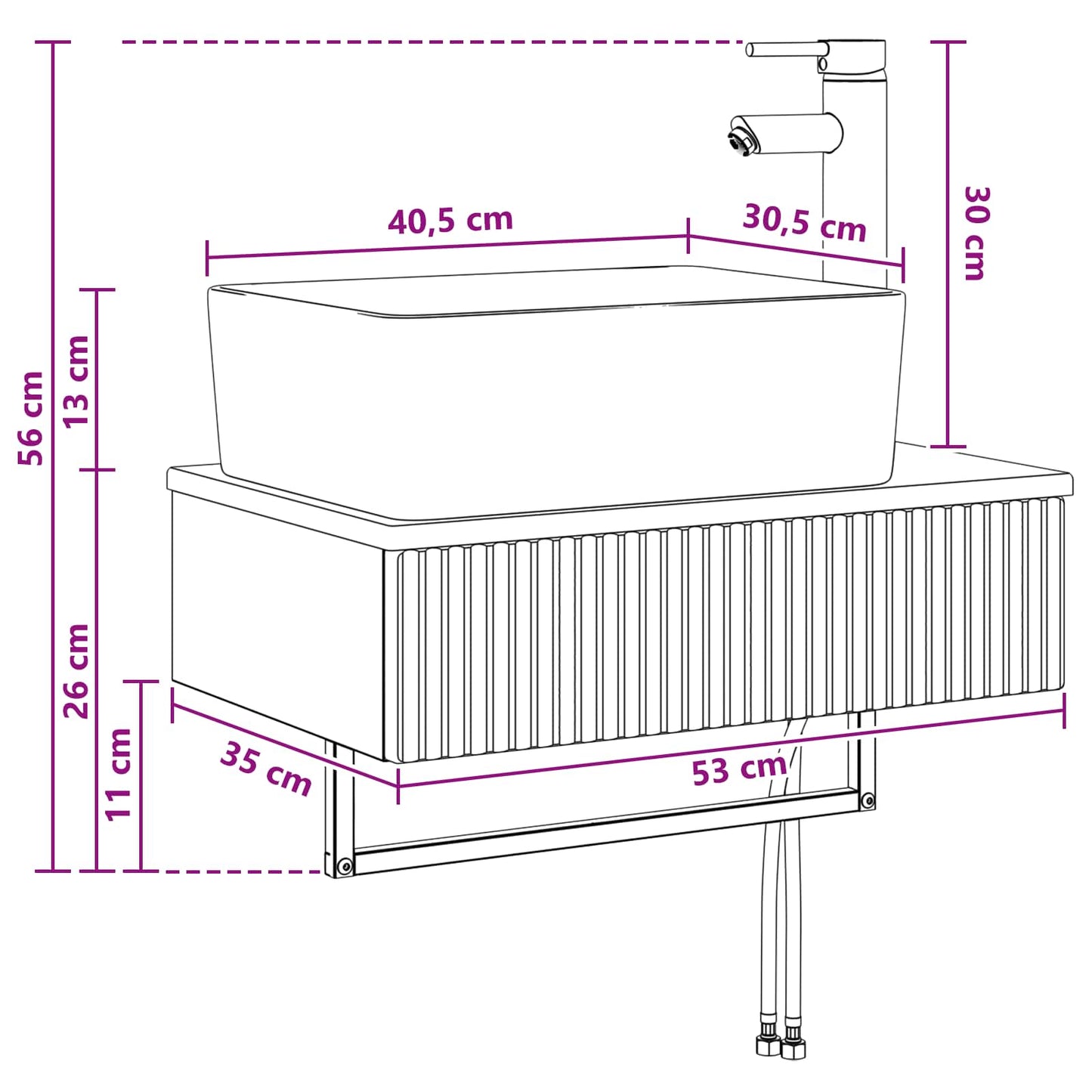 Wall-Mounted Wash Basin Sonoma Oak 53 x 35 x 39 cm