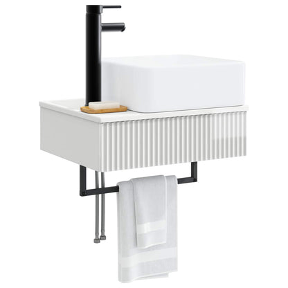 Wall-Mounted Wash Basin High Gloss White 53 x 35 x 39 cm