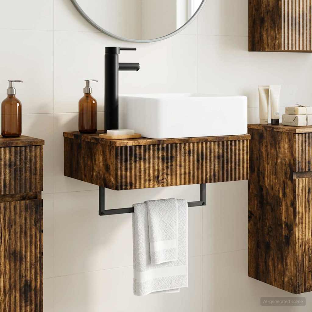 Wall-Mounted Wash Basin Smoked Oak 53 x 35 x 39 cm