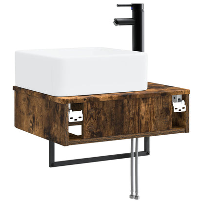 Wall-Mounted Wash Basin Smoked Oak 53 x 35 x 39 cm