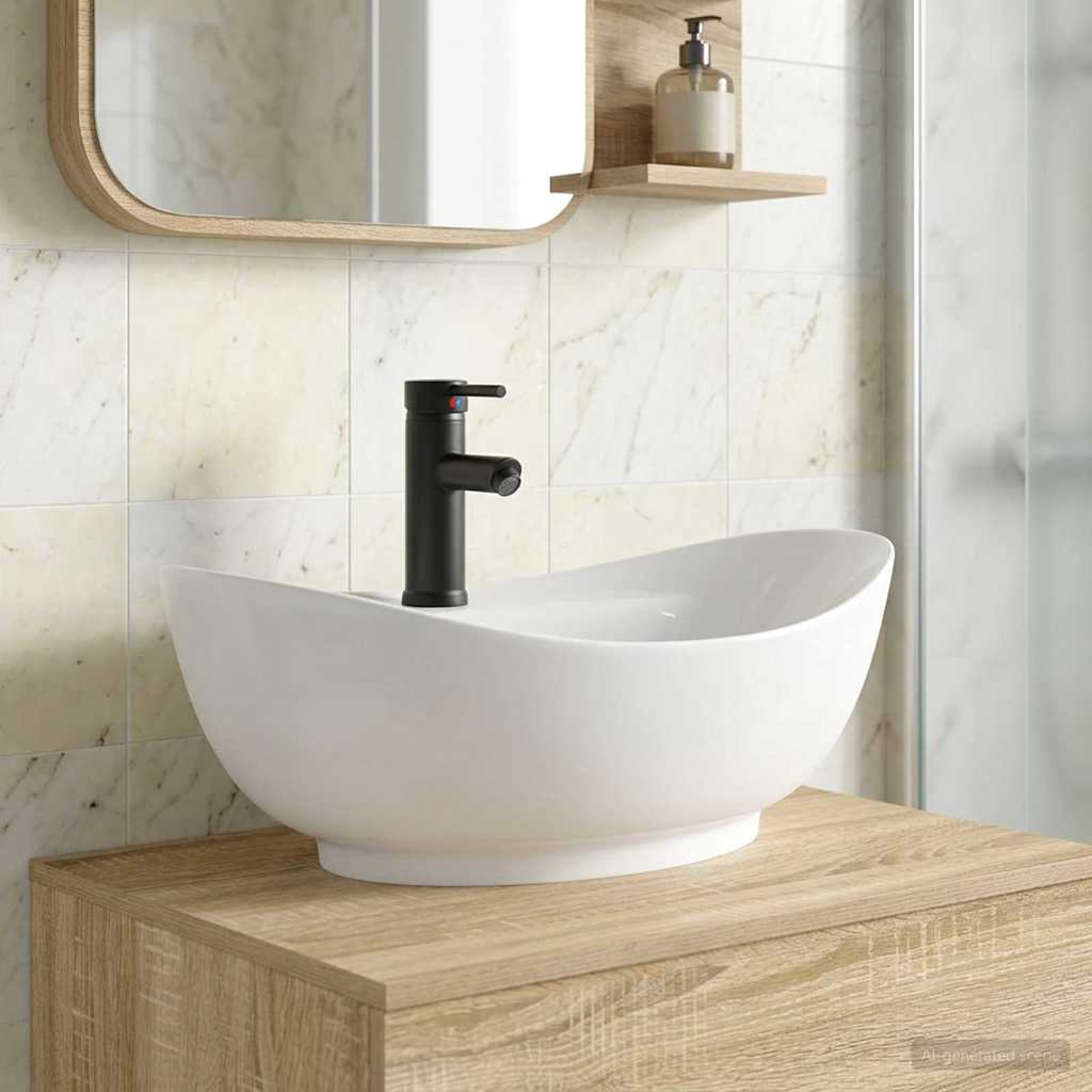 Bathroom Wash Basin Matte Black 59 x 35 x 21 cm Metal