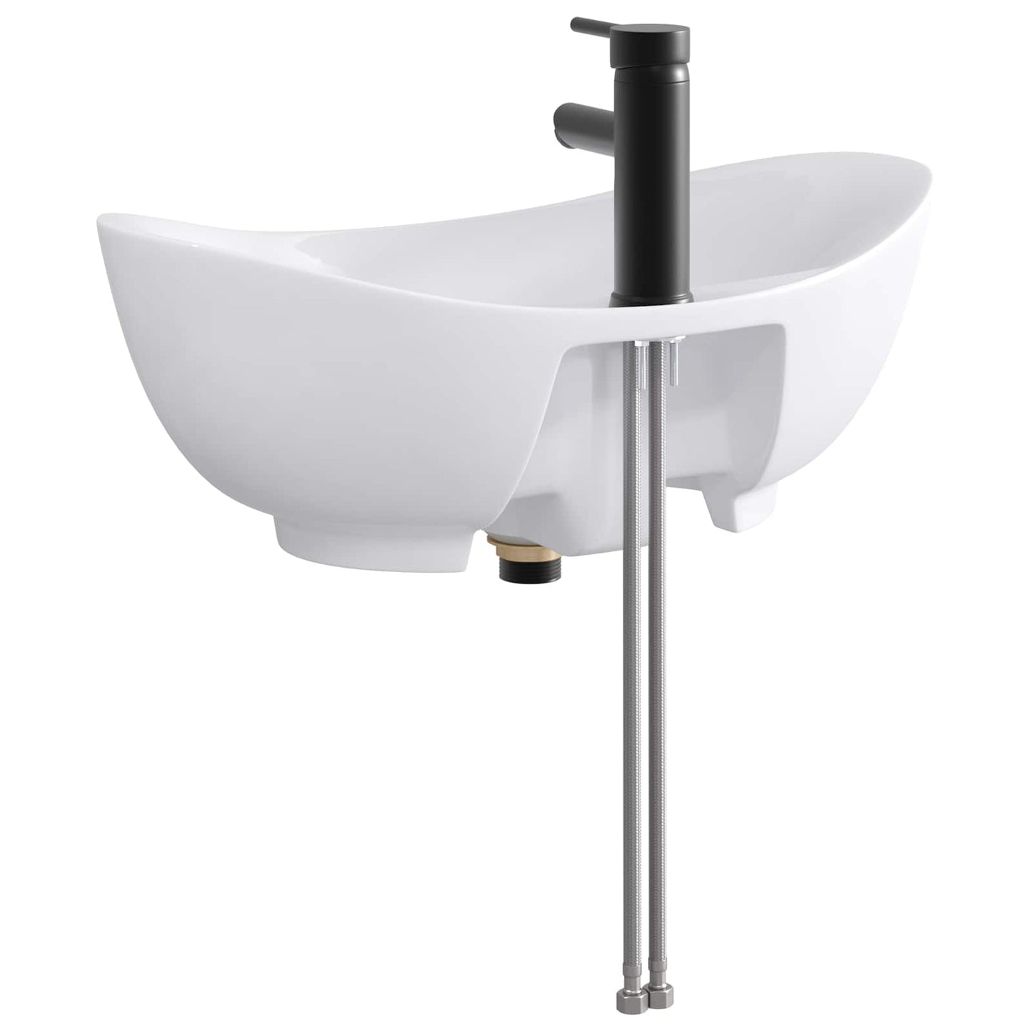 Bathroom Wash Basin Matte Black 59 x 35 x 21 cm Metal