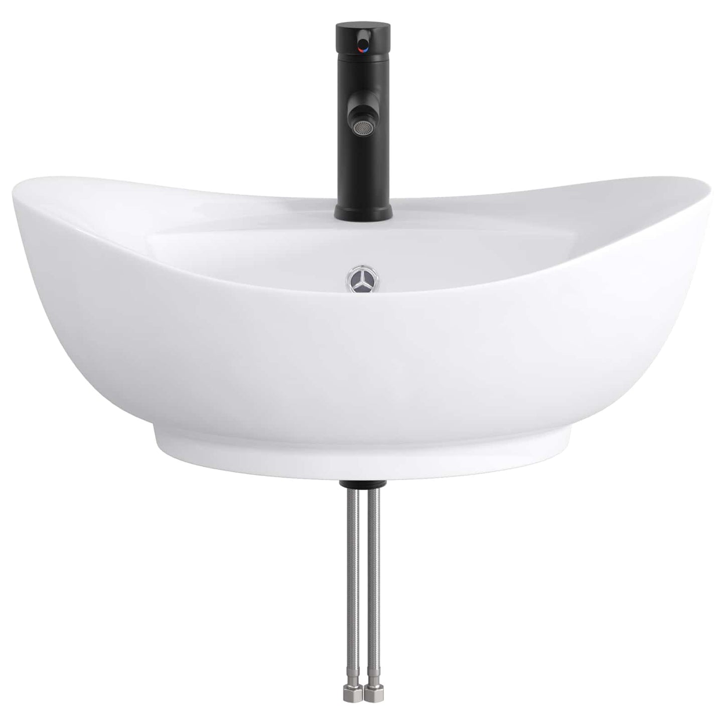 Bathroom Wash Basin Matte Black 59 x 35 x 21 cm Metal