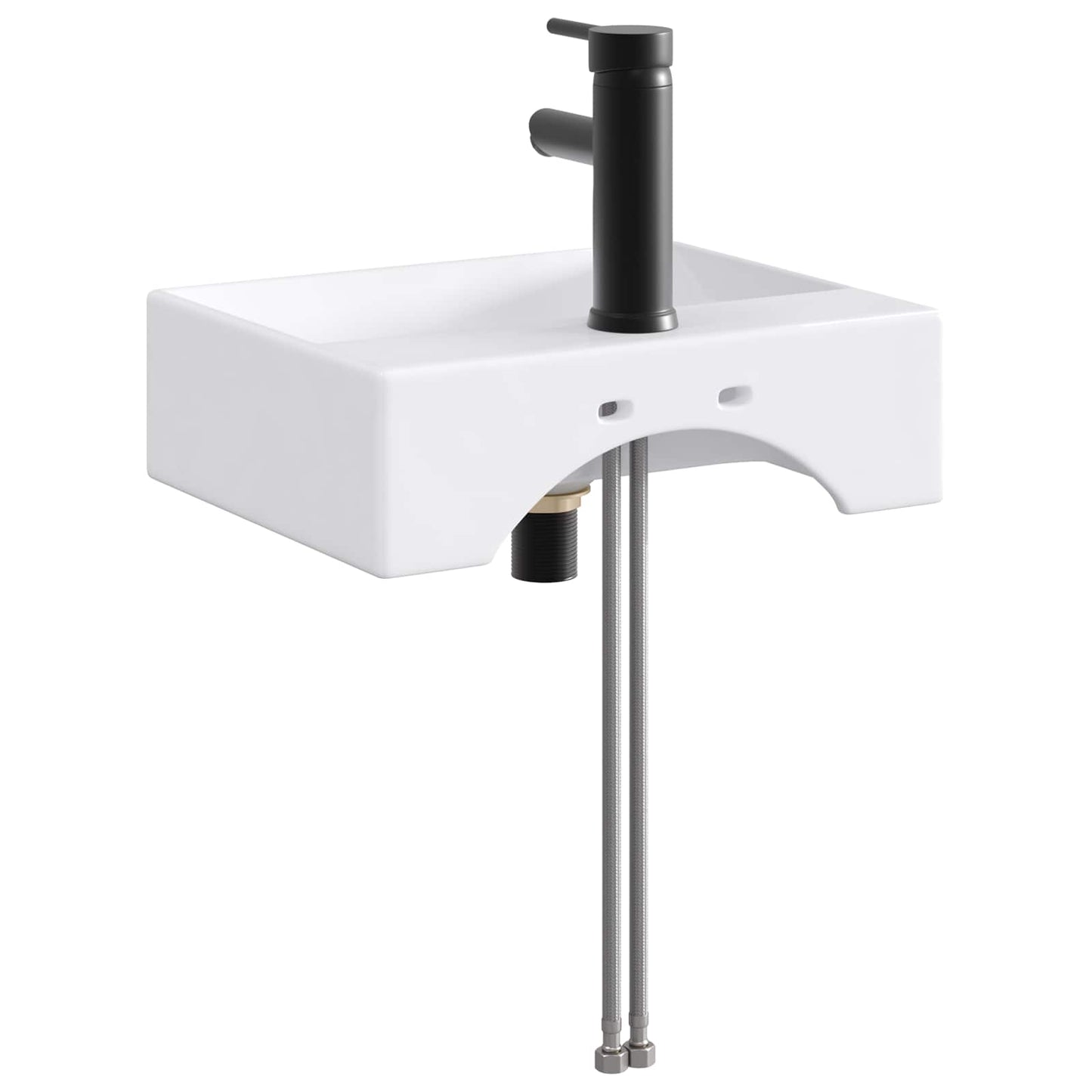 Bathroom Wash Basin Matte Black 39 x 30.5 x 12.5 cm Metal