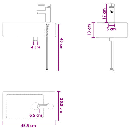 Bathroom Wash Basin Chrome 45.5 x 25.5 x 13 cm Metal