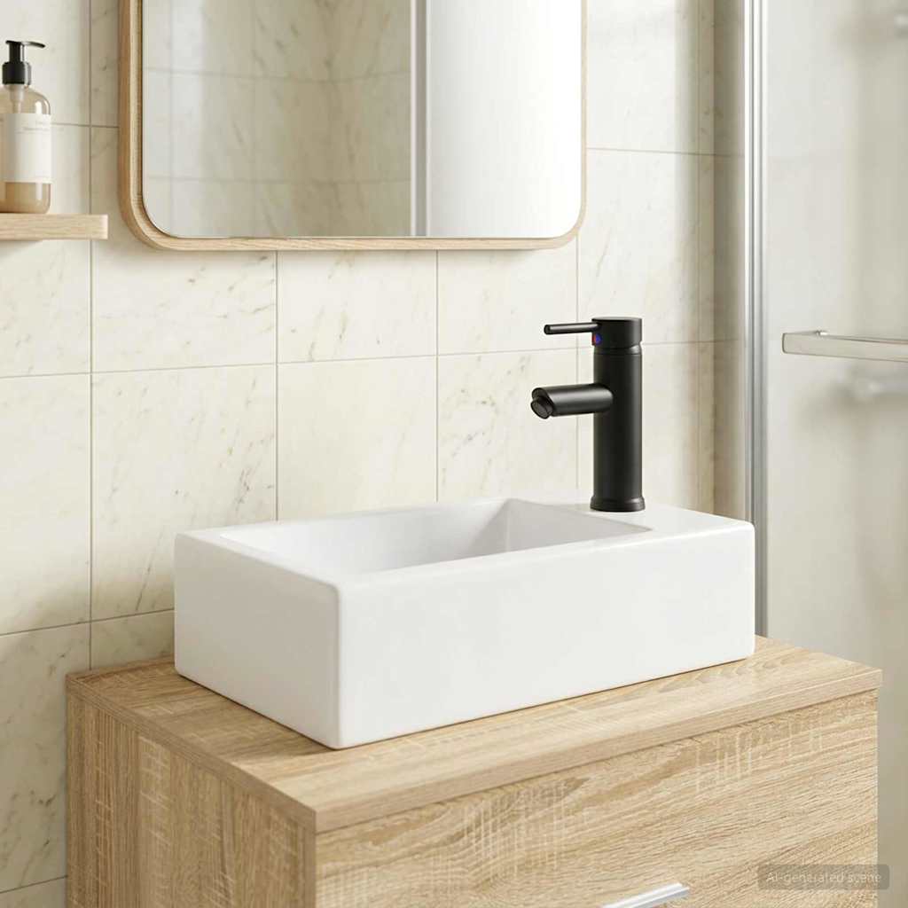 Bathroom Wash Basin Matte Black 45.5 x 25.5 x 13 cm Metal