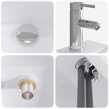 Bathroom Wash Basin Chrome 45.5 x 25.5 x 13 cm Metal
