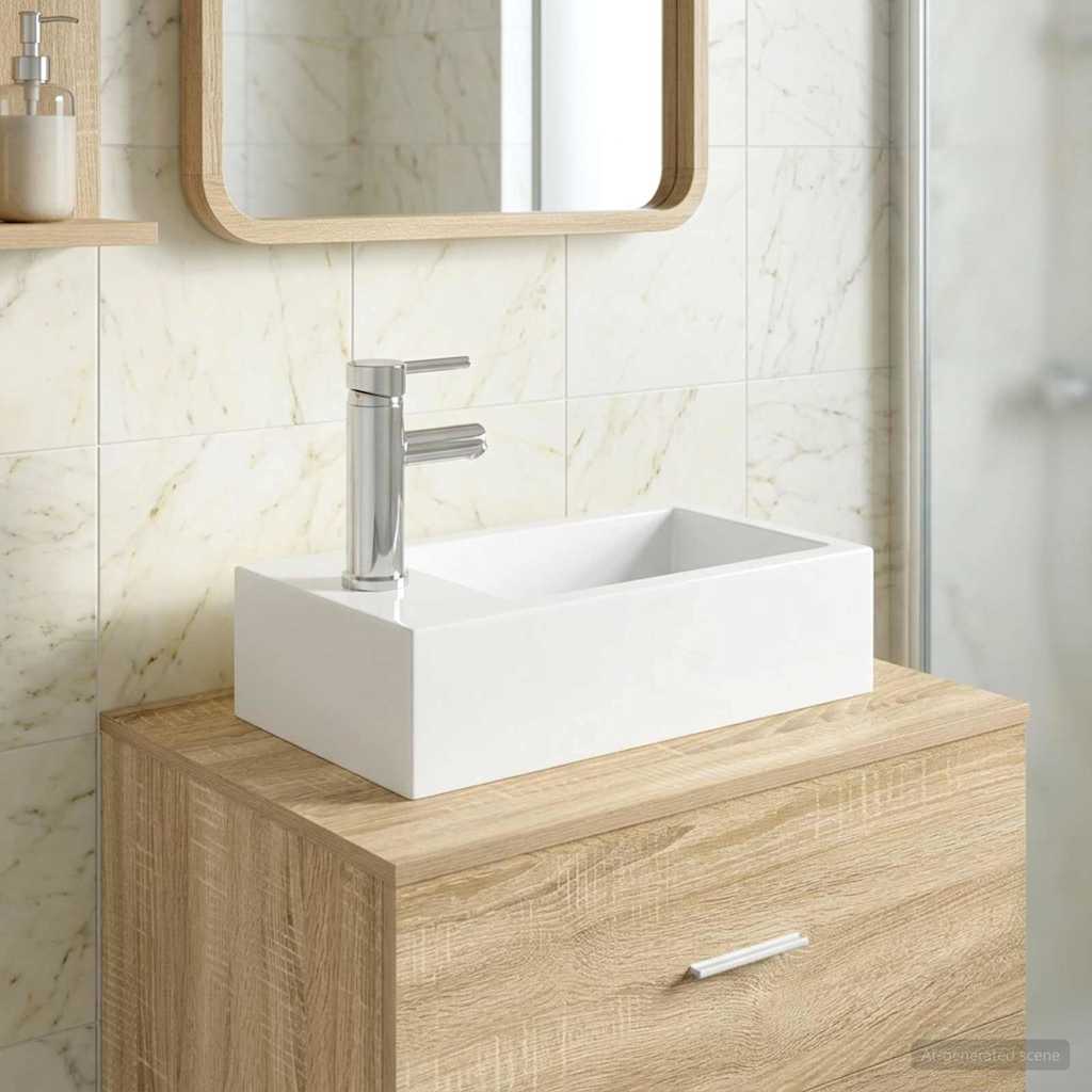 Bathroom Wash Basin Chrome 45.5 x 25.5 x 13 cm Metal