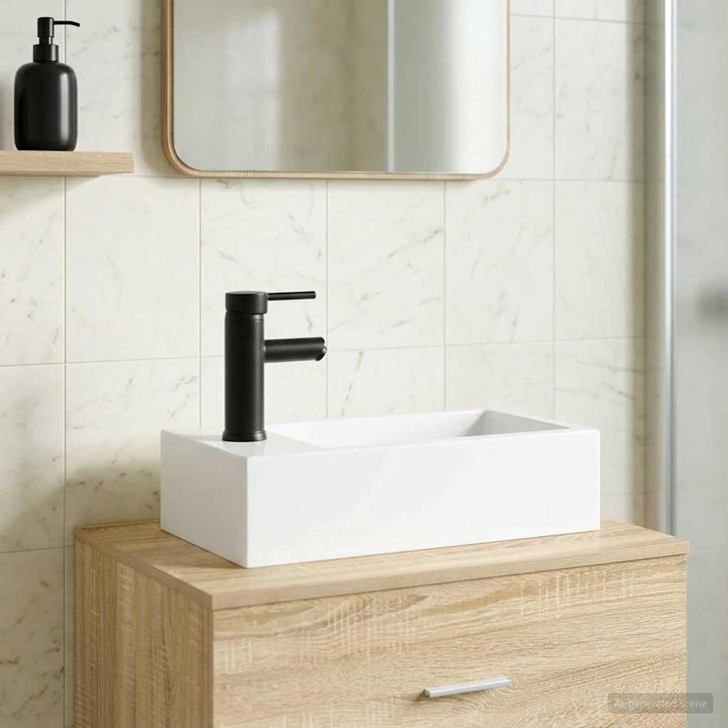 Bathroom Wash Basin Matte Black 45.5 x 25.5 x 13 cm Metal