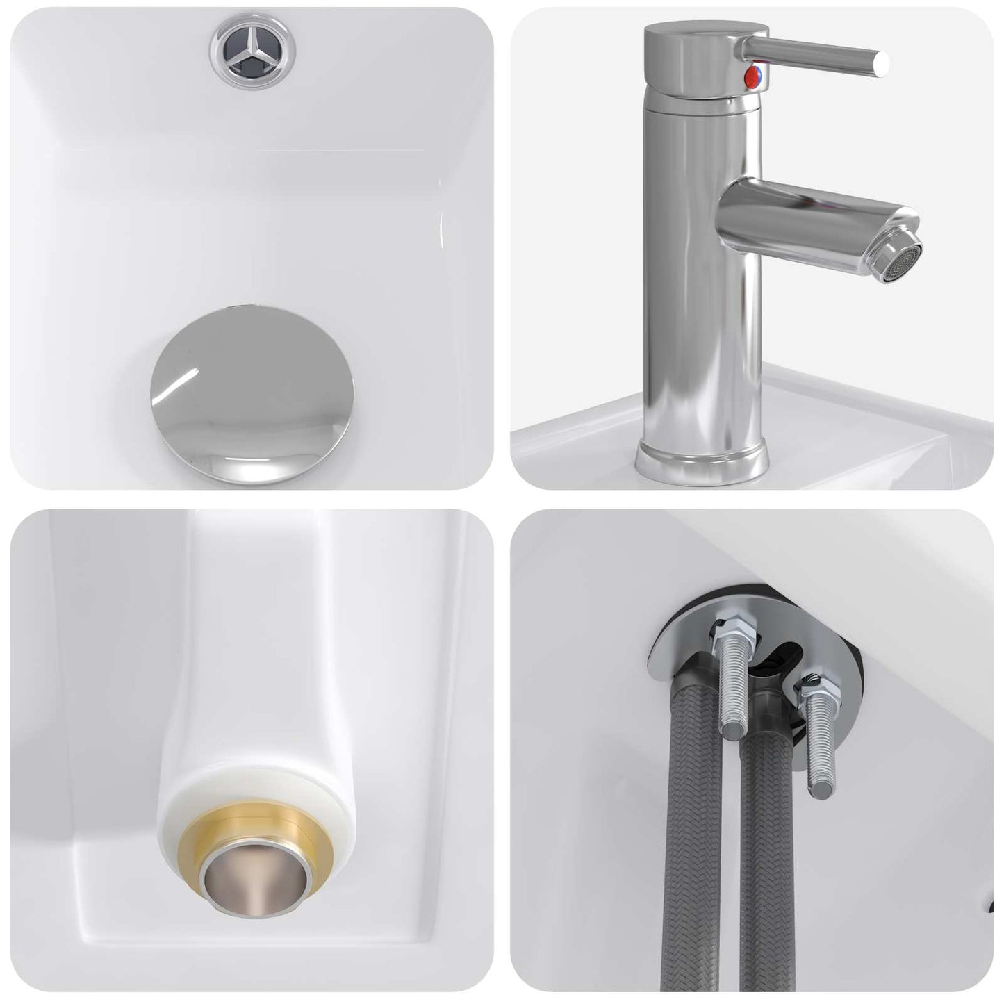 Bathroom Wash Basin Chrome 40.5 x 22.5 x 11.5 cm Metal