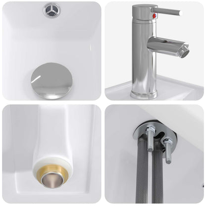 Bathroom Wash Basin Chrome 40.5 x 22.5 x 11.5 cm Metal