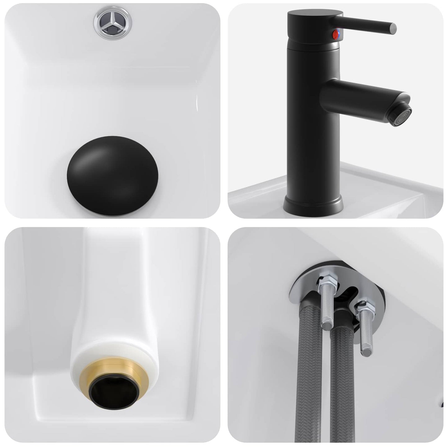 Bathroom Wash Basin Matte Black 40.5 x 22.5 x 11.5 cm Metal