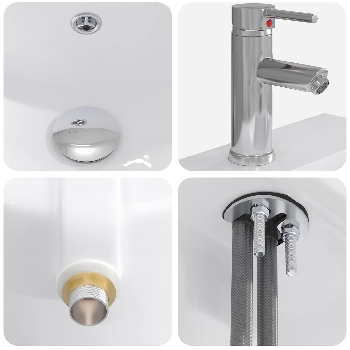 Bathroom Wash Basin Chrome 42 x 40 x 16.5 cm Metal