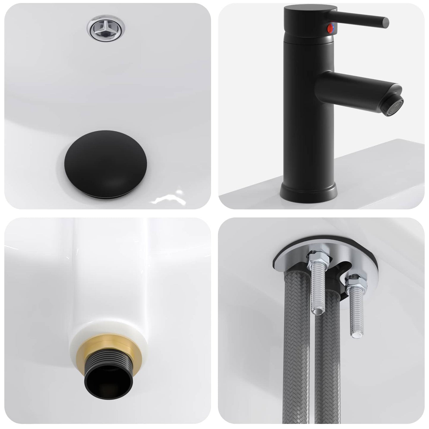 Bathroom Wash Basin Matte Black 42 x 40 x 16.5 cm Metal