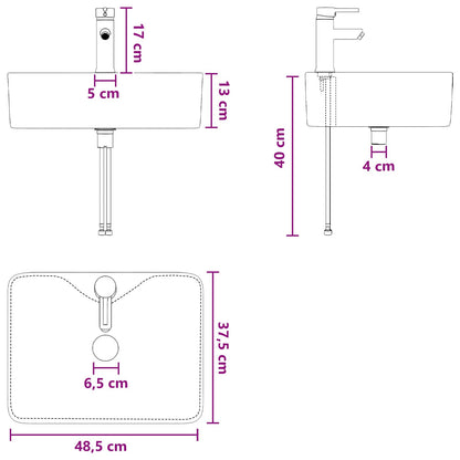Bathroom Wash Basin Chrome 48.5 x 37.5 x 13 cm Metal