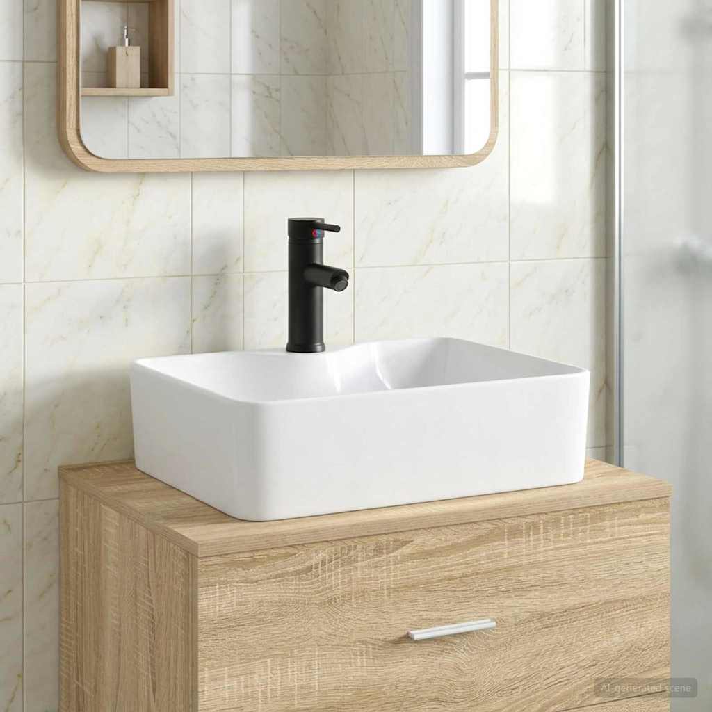 Bathroom Wash Basin Matte Black 48.5 x 37.5 x 13 cm Metal