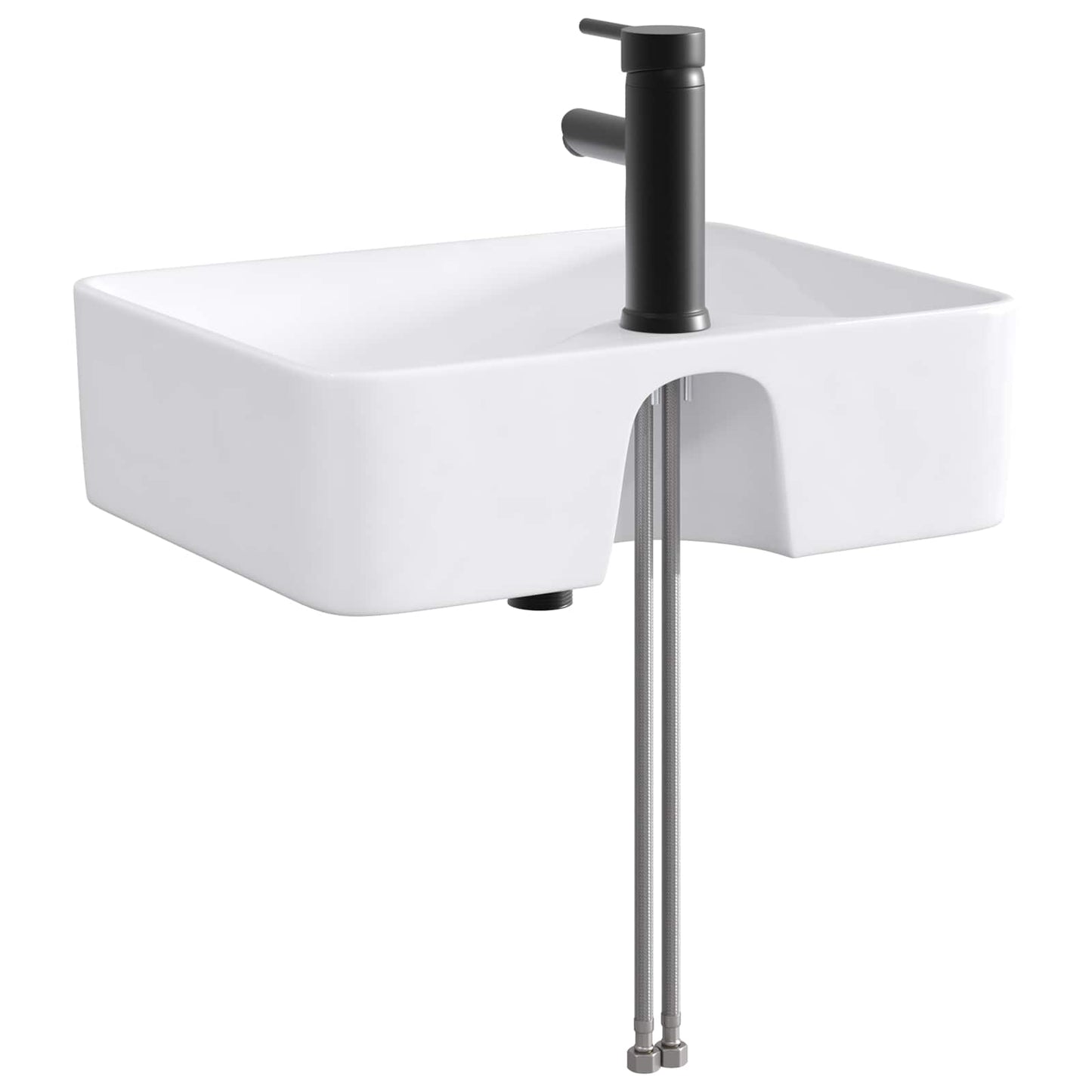 Bathroom Wash Basin Matte Black 48.5 x 37.5 x 13 cm Metal