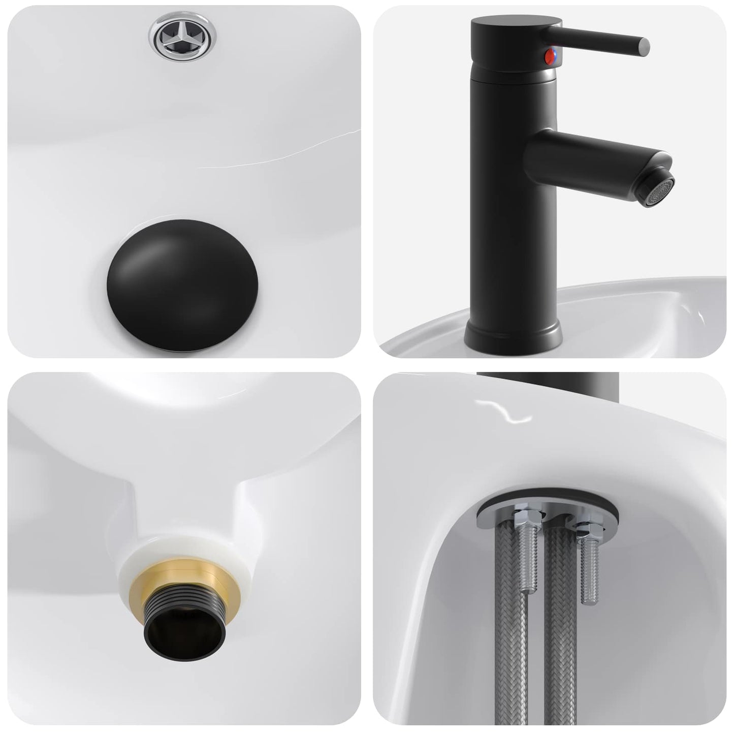 Bathroom Wash Basin Matte Black 40.5 x 40.5 x 15 cm Metal