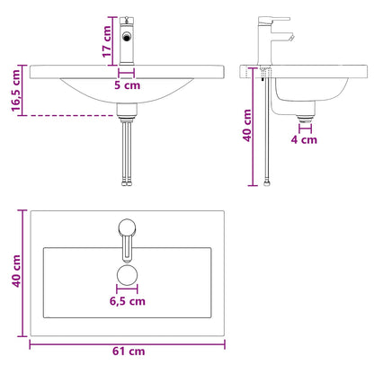Bathroom Wash Basin Chrome 61 x 40 x 16.5 cm Metal