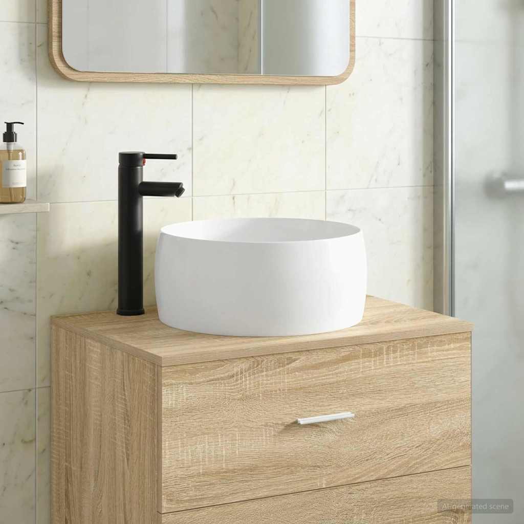 Bathroom Wash Basin Matte Black 38.5 x 38.5 x 16 cm Metal