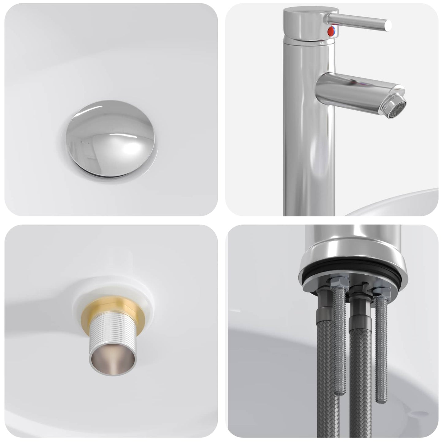 Bathroom Wash Basin Chrome 40.5 x 40.5 x 15.5 cm Metal