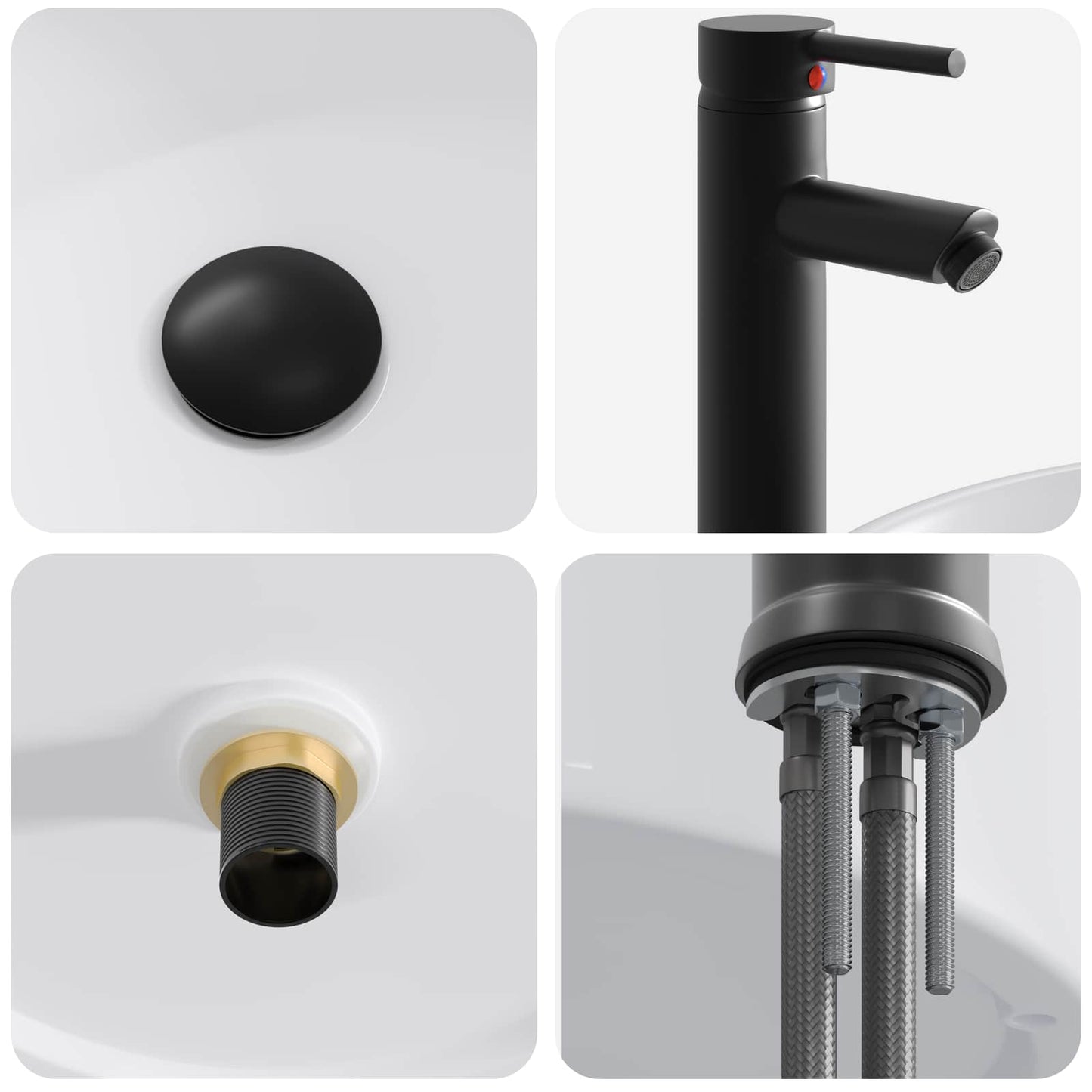 Bathroom Wash Basin Matte Black 40.5 x 40.5 x 15.5 cm Metal