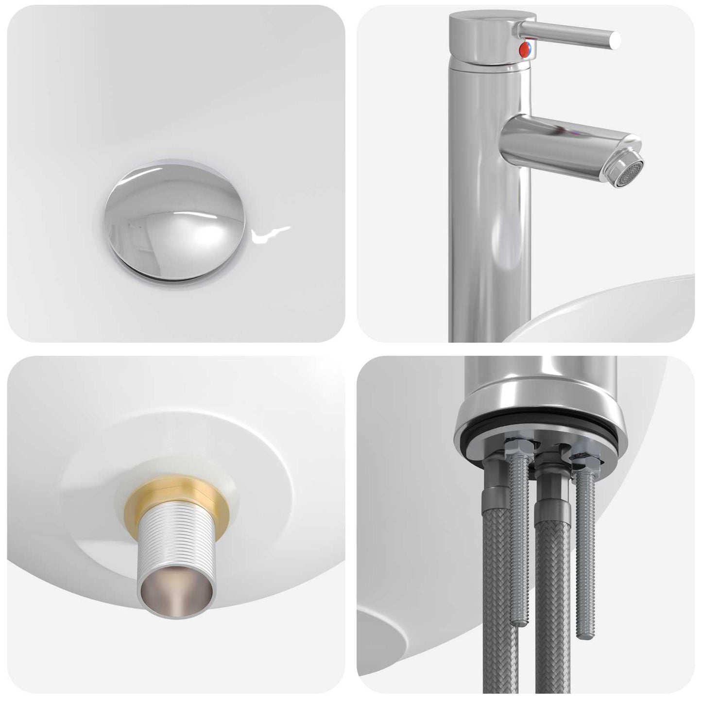 Bathroom Wash Basin Chrome 35.5 x 35.5 x 14.5 cm Metal