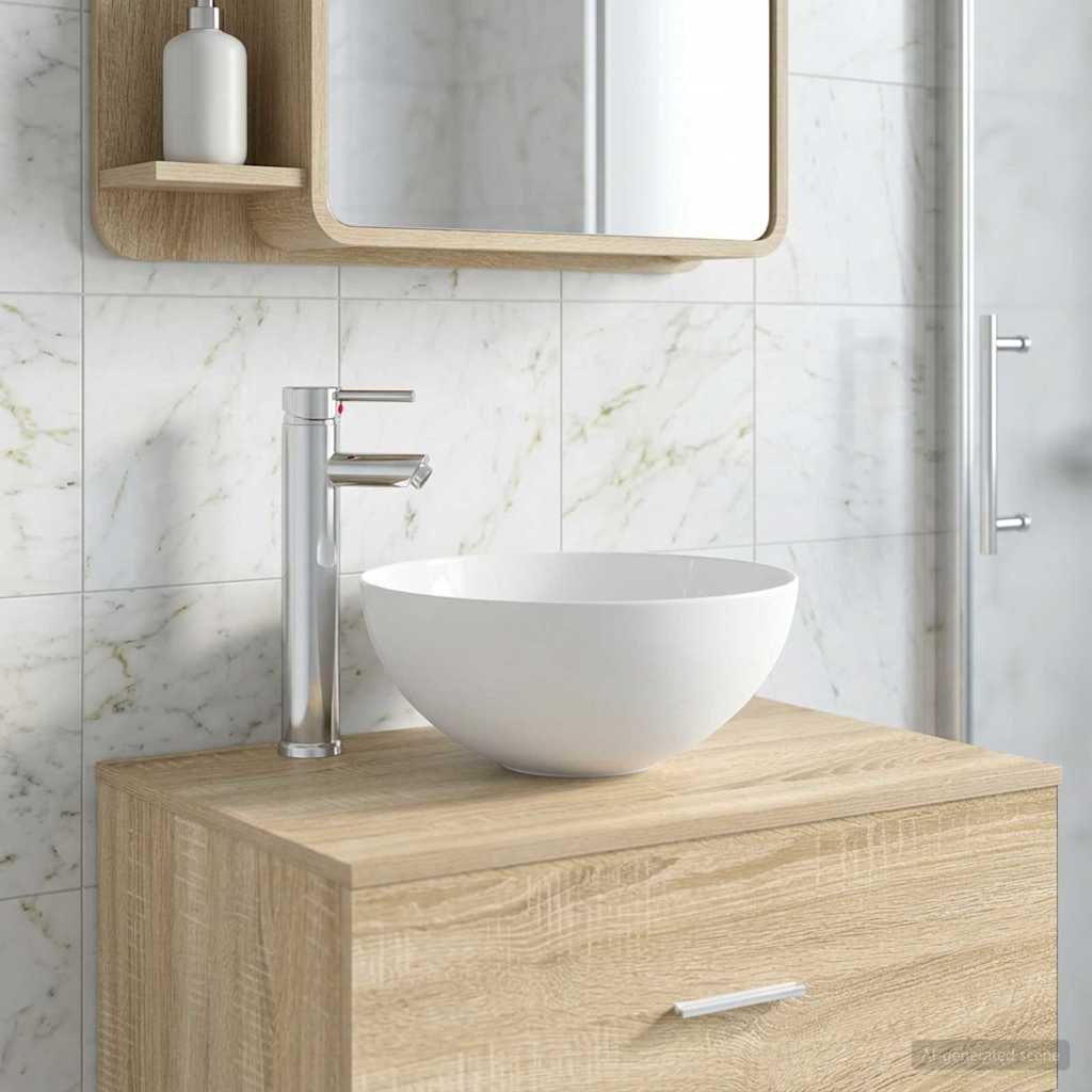 Bathroom Wash Basin Chrome 35.5 x 35.5 x 14.5 cm Metal