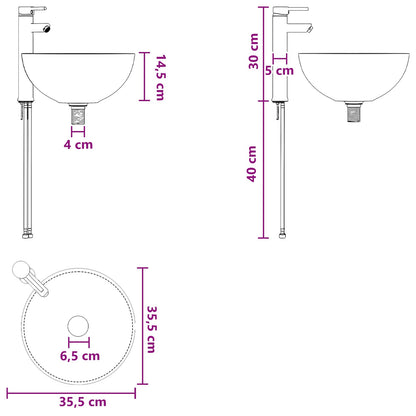 Bathroom Wash Basin Chrome 35.5 x 35.5 x 14.5 cm Metal