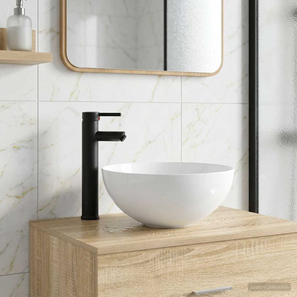 Bathroom Wash Basin Matte Black 35.5 x 35.5 x 14.5 cm Metal