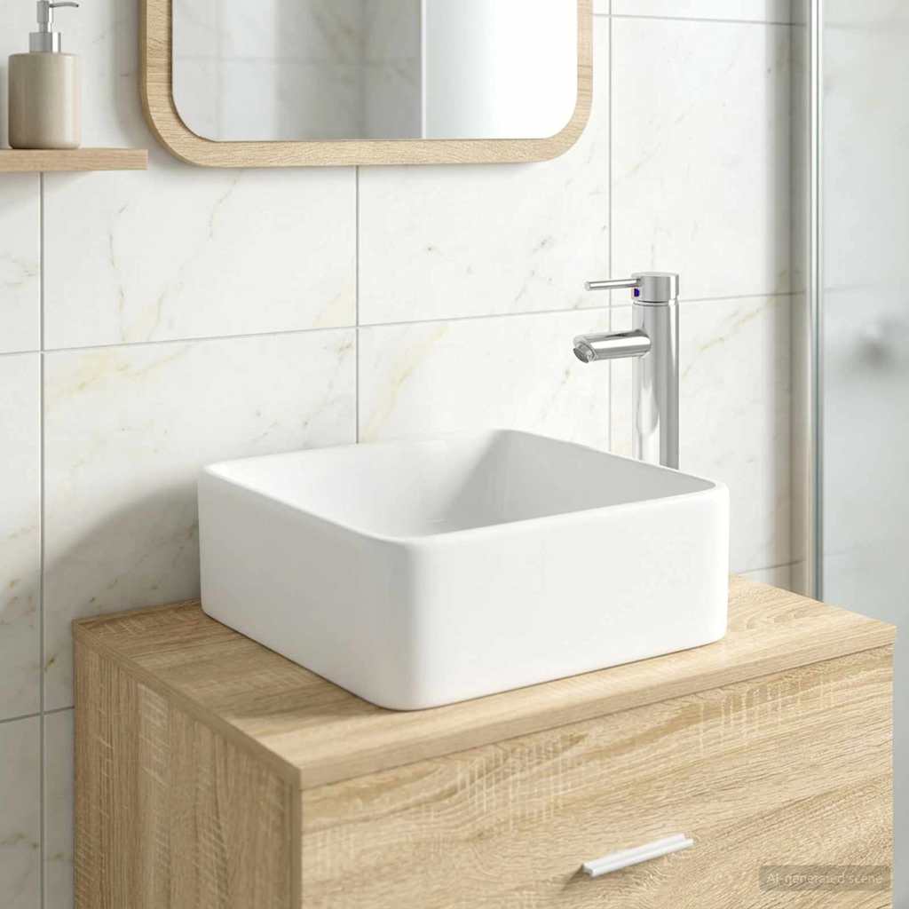 Bathroom Wash Basin Chrome 36.5 x 36.5 x 13 cm Metal