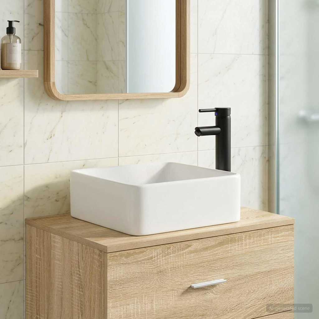 Bathroom Wash Basin Matte Black 36.5 x 36.5 x 13 cm Metal