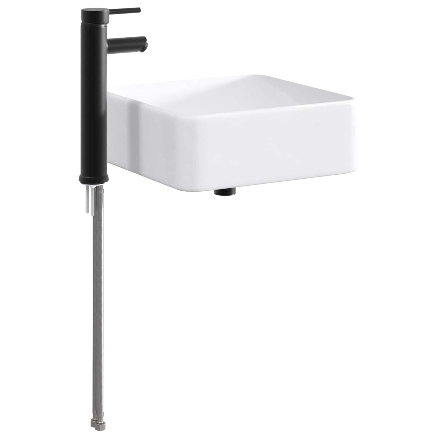 Bathroom Wash Basin Matte Black 36.5 x 36.5 x 13 cm Metal