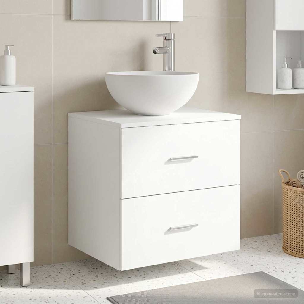 Wall-Mounted Sink Vanity White 49.5 x 35 x 63 cm